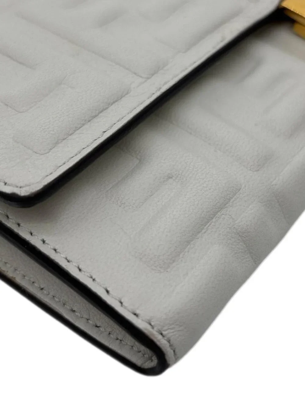 Fendi Baguette Embossed FF Nappa Leather Continental Wallet Off White